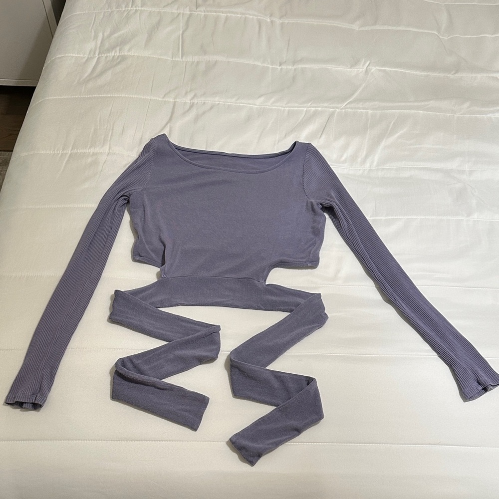 ALO Barre Long Sleeve Wrap Top M